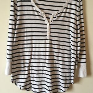 Striped XXL 3/4 Length Henley
